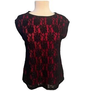 Y2K George Red and Black Lace top Size Medium